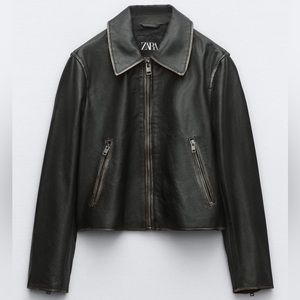 Cropped Leather Jacket Zara
